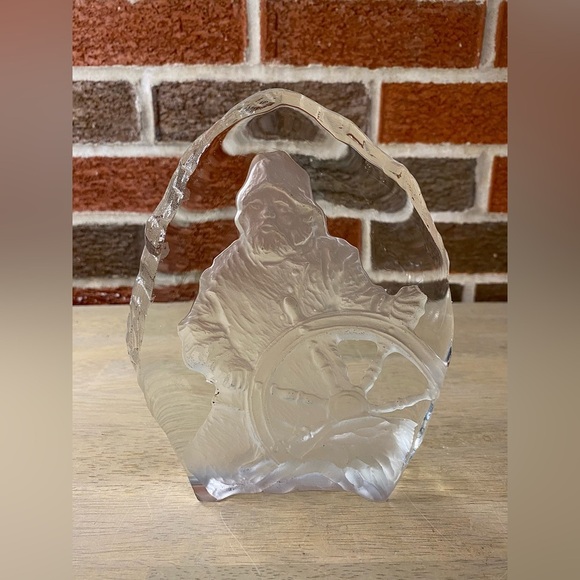 Nybro SEA CAPTAIN at the Wheel, Relief Sculpture Large - Crystal‎ Sweden - Picture 3 of 7